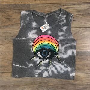 Vibrant Eye Graphic Tie-Dye Crop Top